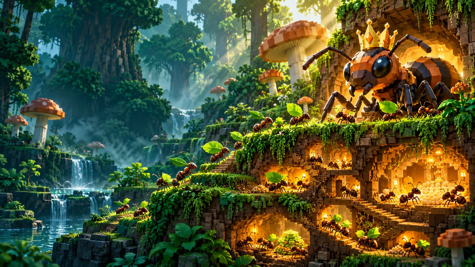 Original illustration of an ant kingdom